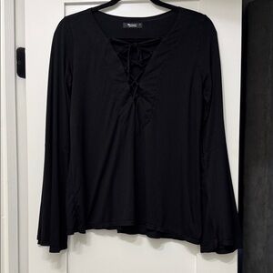 Maurices Black Lace-Up Blouse